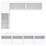 7 Piece TV Wall Cabinet Set with LED Lights White - Close-Up Angle