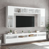 8 Piece TV Wall Cabinet Set with LED Lights White - Top-Down View