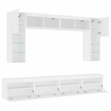 8 Piece TV Wall Cabinet Set with LED Lights White - Rear View