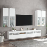 7 Piece TV Wall Cabinet Set with LED Lights White - Top-Down View