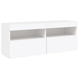 7 Piece TV Wall Cabinet Set with LED Lights White - Low Angle