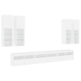 7 Piece TV Wall Cabinet Set with LED Lights White