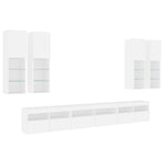 7 Piece TV Wall Cabinet Set with LED Lights White