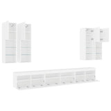 7 Piece TV Wall Cabinet Set with LED Lights White - Rear View