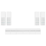 7 Piece TV Wall Cabinet Set with LED Lights White