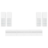 7 Piece TV Wall Cabinet Set with LED Lights White - Close-Up Angle
