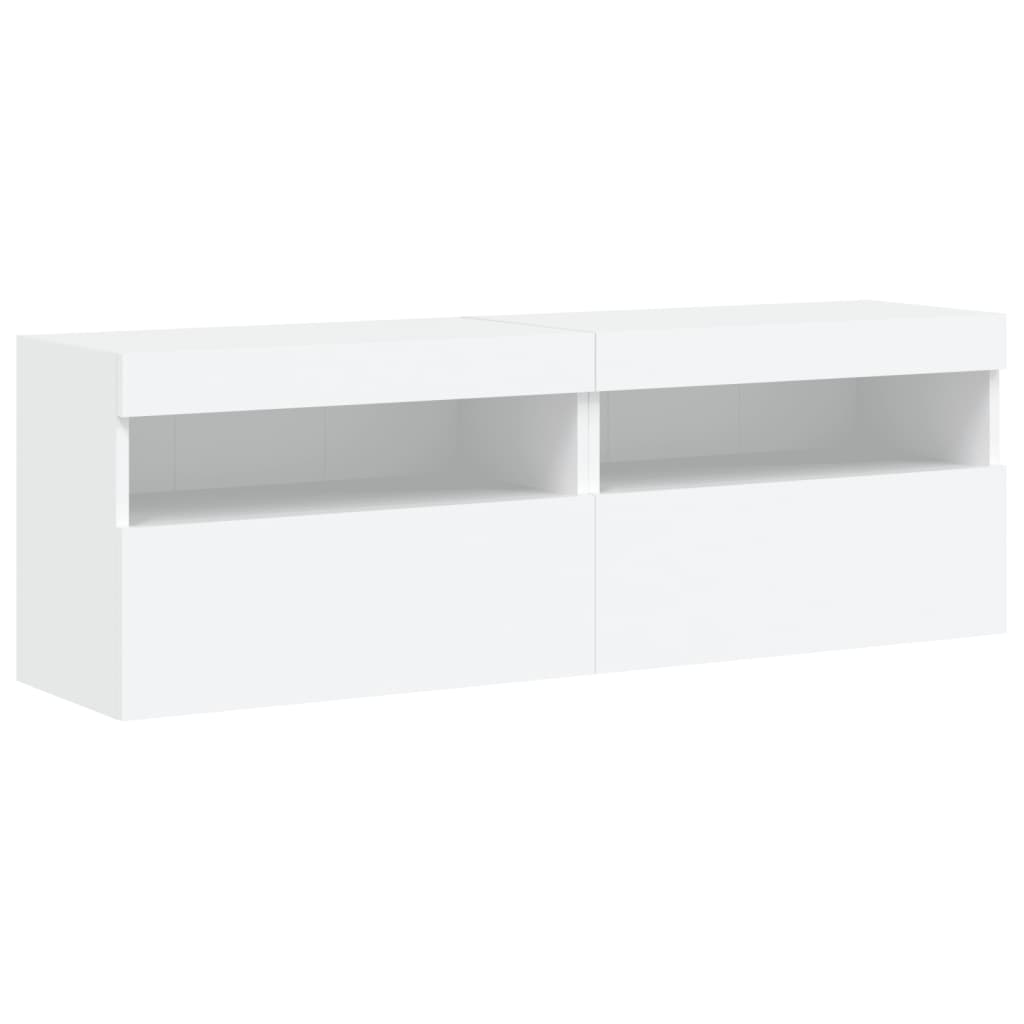 7 Piece TV Wall Cabinet Set with LED Lights White