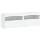 7 Piece TV Wall Cabinet Set with LED Lights White - Low Angle