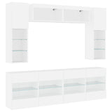 6 Piece TV Wall Cabinet Set with LED Lights White - Side View