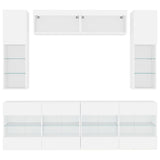6 Piece TV Wall Cabinet Set with LED Lights White - Rear View