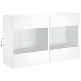 6 Piece TV Wall Cabinet Set with LED Lights White - Low Angle