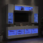 6 Piece TV Wall Cabinet Set with LED Lights White