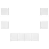 6 Piece TV Wall Units with LED White Engineered Wood - Close-Up Angle