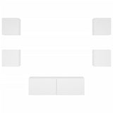 5 Piece TV Wall Cabinets with LED Lights White