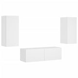 3 Piece TV Wall Cabinets with LED Lights White - Side View