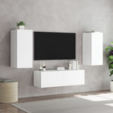 3 Piece TV Wall Cabinets with LED Lights White - Top-Down View
