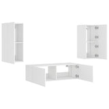 3 Piece TV Wall Cabinets with LED Lights White - Rear View