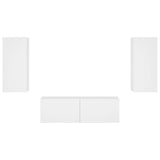 3 Piece TV Wall Cabinets with LED Lights White - Close-Up Angle