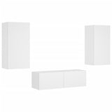3 Piece TV Wall Cabinets with LED Lights White - Side View