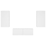 3 Piece TV Wall Cabinets with LED Lights White - Close-Up Angle