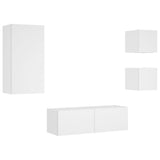 4 Piece TV Wall Cabinets with LED Lights White - Side View