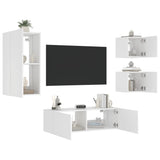 4 Piece TV Wall Cabinets with LED Lights White - Top-Down View