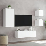 4 Piece TV Wall Cabinets with LED Lights White