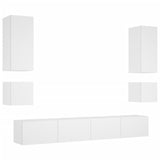 6 Piece TV Wall Cabinets with LED Lights White - Side View