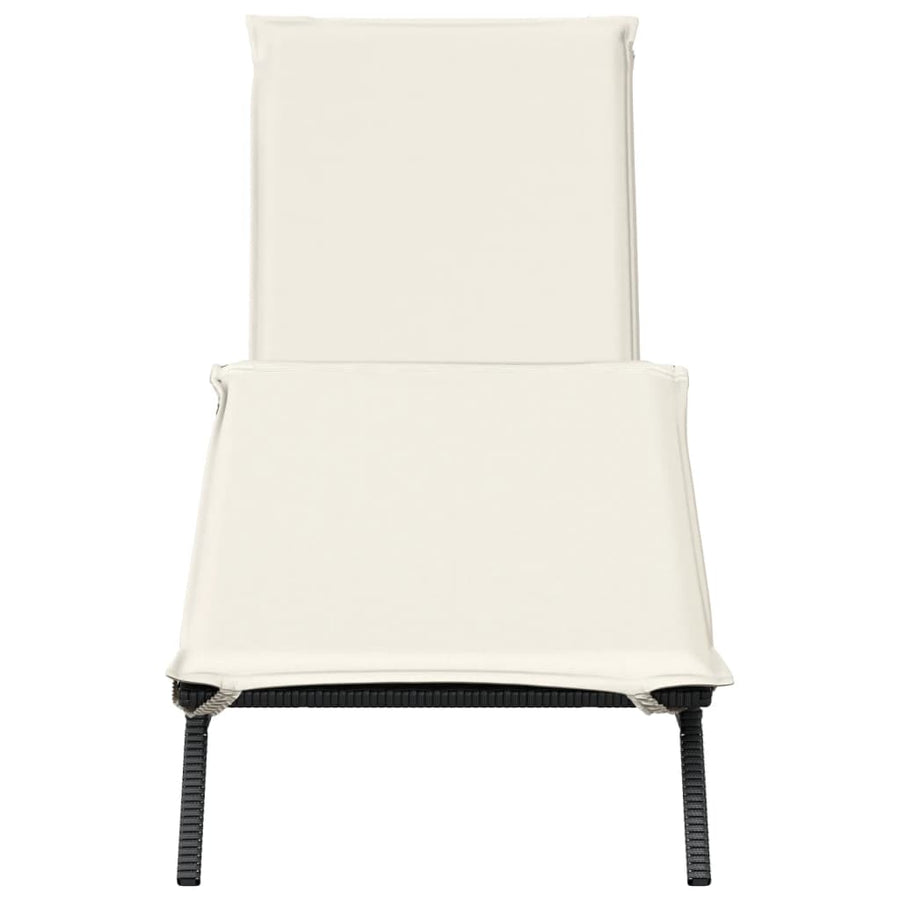 Sun Lounger with Cushion Black Poly Rattan