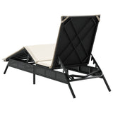Sun Lounger with Cushion Black Poly Rattan - Rear View