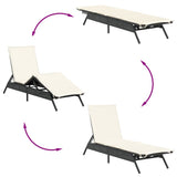 Sun Lounger with Cushion Black Poly Rattan - Close-Up Angle