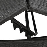 Sun Lounger with Cushion Black Poly Rattan - Low Angle