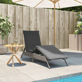 Sun Lounger with Cushion Grey Poly Rattan - Side View