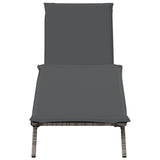 Sun Lounger with Cushion Grey Poly Rattan - Top-Down View