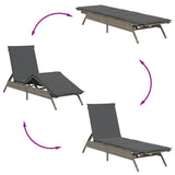 Sun Lounger with Cushion Grey Poly Rattan - Close-Up Angle