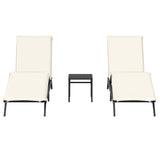 Sun Loungers 2 pcs with Table Black Poly Rattan - Top-Down View