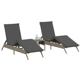 Sun Loungers 2 pcs with Table Grey Poly Rattan