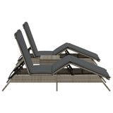Sun Loungers 2 pcs with Table Grey Poly Rattan