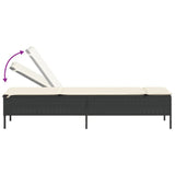 Sun Lounger with Cushion Black Poly Rattan - Close-Up Angle