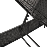 Sun Lounger with Cushion Black Poly Rattan - Low Angle