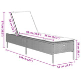 Sun Lounger with Cushion Black Poly Rattan - Extra Image