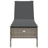 Sun Lounger with Cushion Grey Poly Rattan - Top-Down View