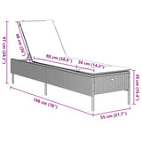 Sun Lounger with Cushion Grey Poly Rattan - Extra Image