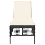 Sun Lounger with Cushion Black Poly Rattan