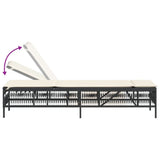 Sun Lounger with Cushion Black Poly Rattan