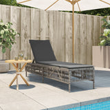 Sun Lounger with Cushion Grey Poly Rattan - Side View