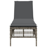 Sun Lounger with Cushion Grey Poly Rattan