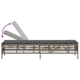 Sun Lounger with Cushion Grey Poly Rattan - Close-Up Angle