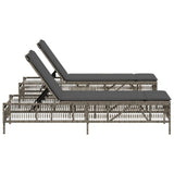 Sun Loungers 2 pcs with Table Grey Poly Rattan