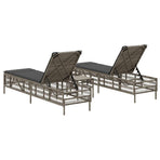 Sun Loungers 2 pcs with Table Grey Poly Rattan
